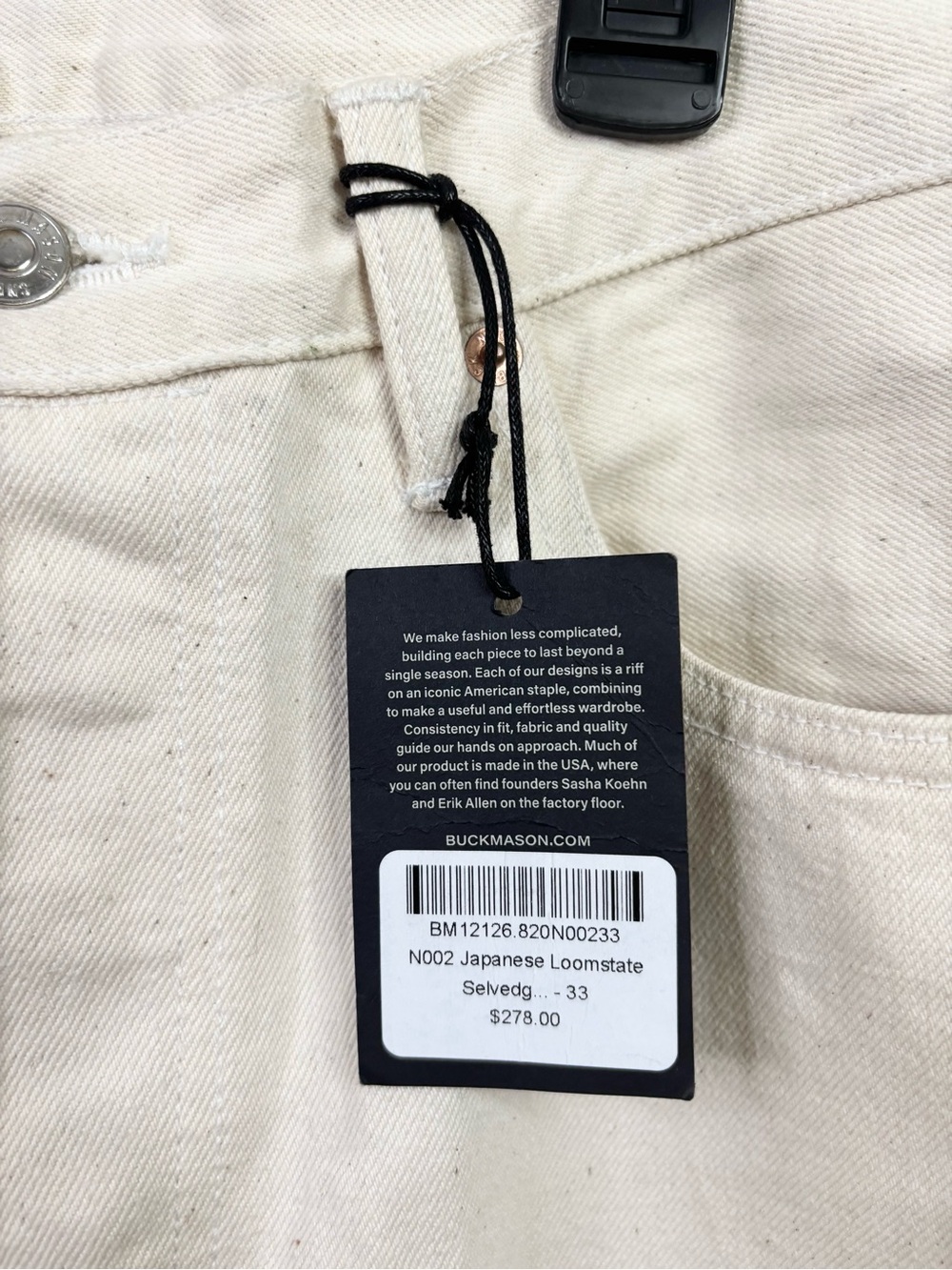 Buck Mason Japanese bookstore selvage full saddle jeans men’s size 33x28 new - Picture 6 of 11
